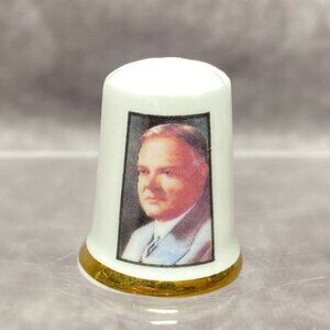 Herbert Hoover Fine Bone China Thimble With Gold Trim & Portrait England